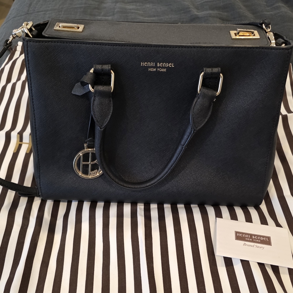 Henri Bendel West 57th Turnlock Satchel Black Women's Bag